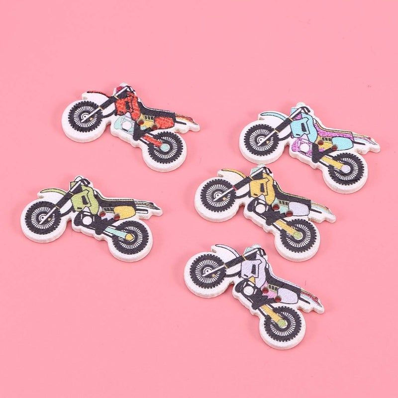 comfrt 50pcs Wooden Buttons Decorative Motorcycle Painted Fine-Edged Buttons Fastener for Scrapbooking Hats Craft - Image 5