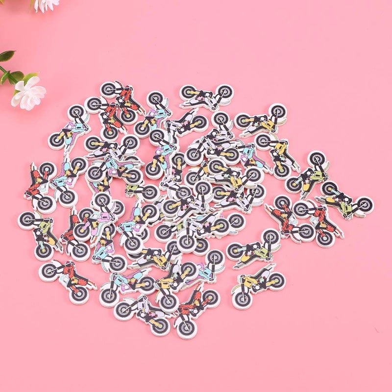 comfrt 50pcs Wooden Buttons Decorative Motorcycle Painted Fine-Edged Buttons Fastener for Scrapbooking Hats Craft - Image 3