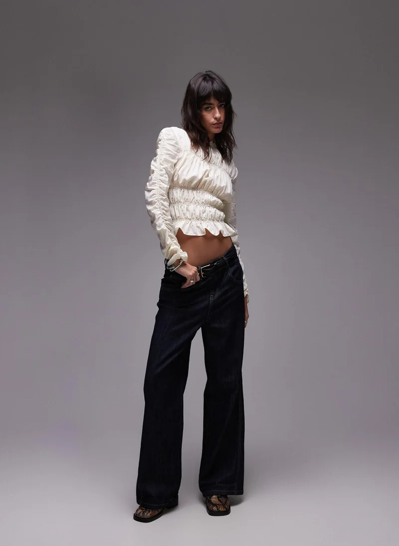 توب شوب Shirred Long Sleeve Top