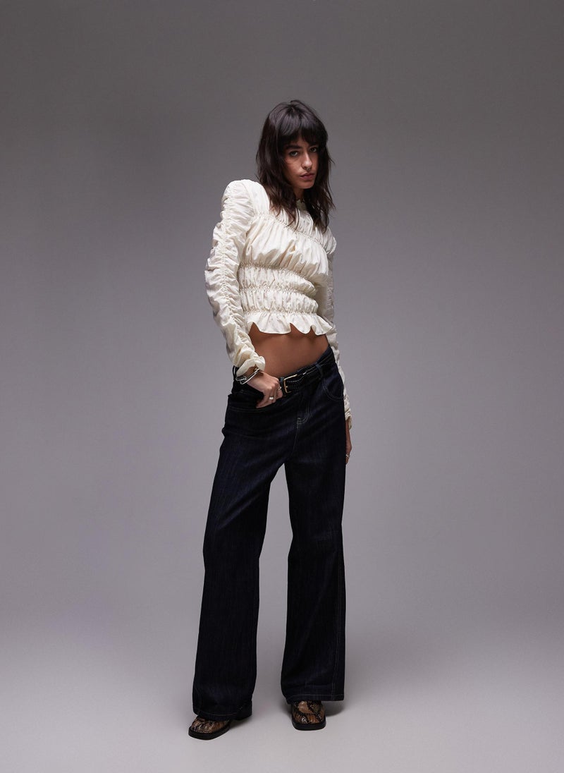 TOPSHOP Shirred Long Sleeve Top  - Image 4