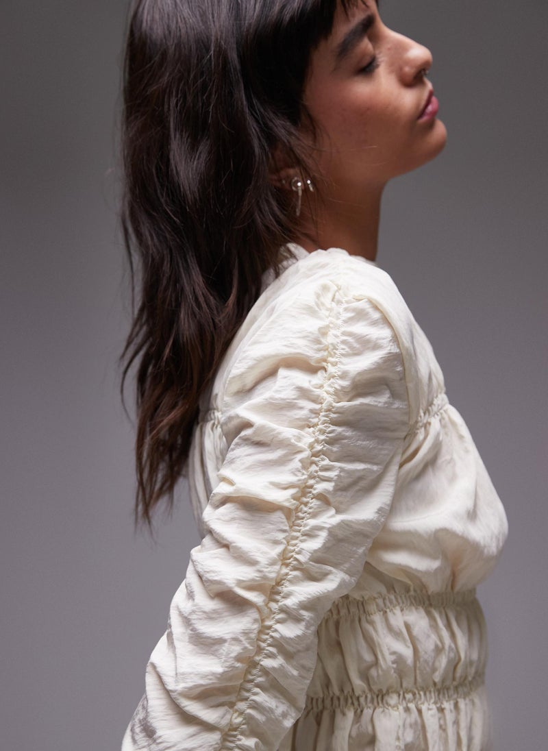 TOPSHOP Shirred Long Sleeve Top  - Image 3