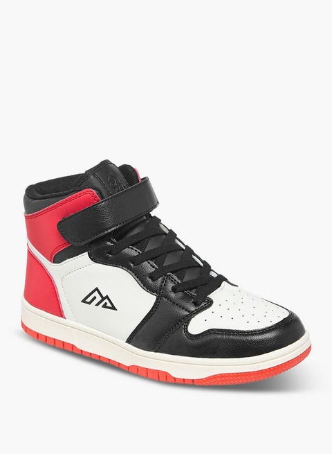 أحذية رياضية عالية للأولاد بنعل خارجي بنمط شبكي مع إغلاق بشريط لاصق