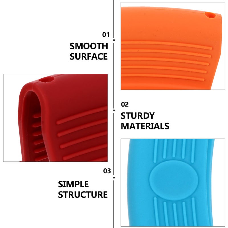 3 Pair Silicone Assist Handle Holder Hot Handle Sleeves Heat Insulated Pot Grip - Image 3