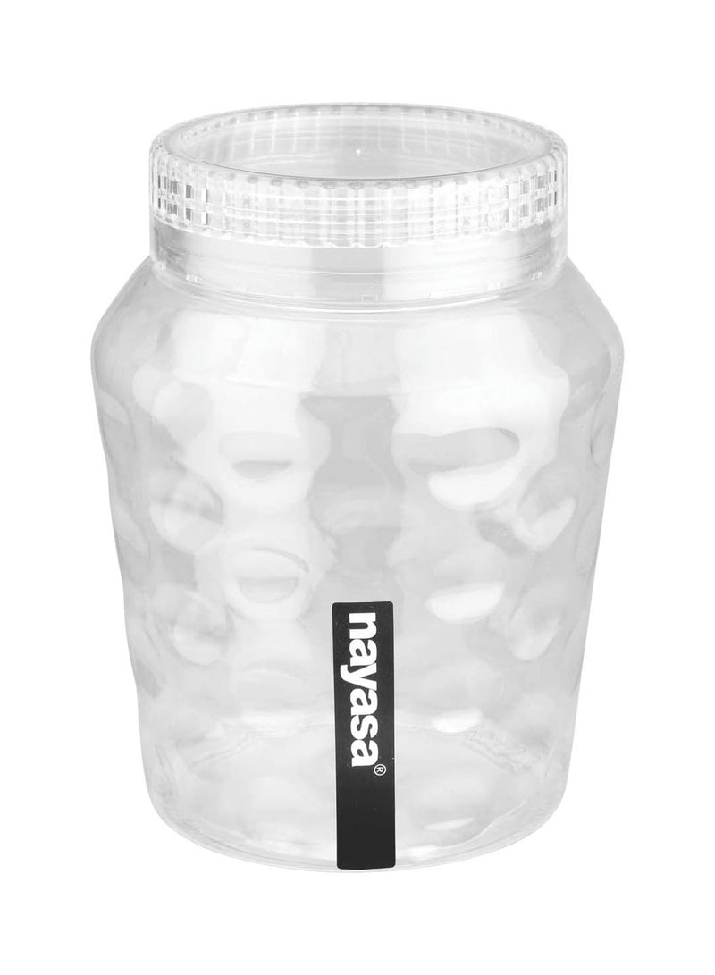 NAYASA Clear Plastic Food Storage Containers Set of 2 with Hammered Texture Design for Kitchen Pantry Organization BPA Free Dry Bulk Goods Canisters Jars - Image 2