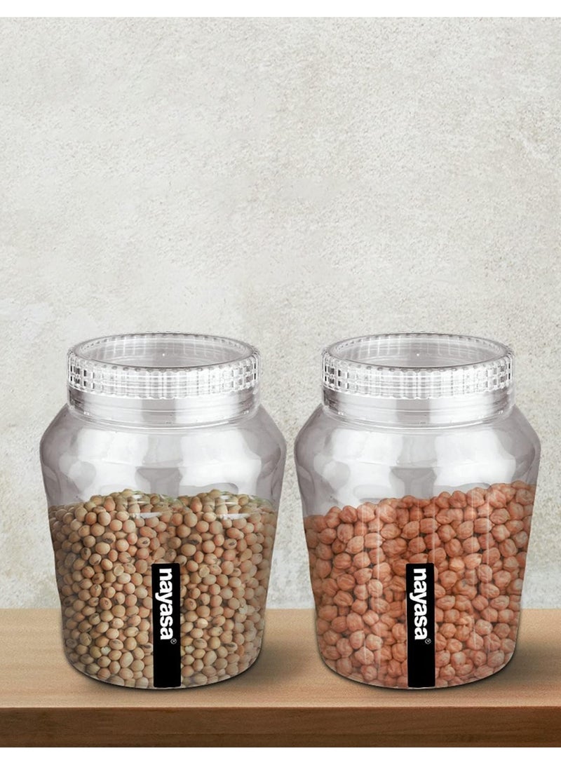 NAYASA Clear Plastic Food Storage Containers Set of 2 with Hammered Texture Design for Kitchen Pantry Organization BPA Free Dry Bulk Goods Canisters Jars - Image 3