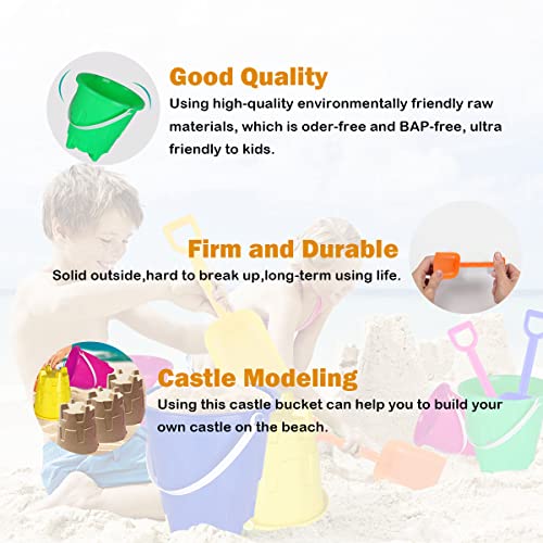 Holady 8 Inch Large Sand Beach Buckets Pail with Beach Shovels,Sand Bucket Water Bucket for Beach Fun Great Summer Party Accessory - Image 5