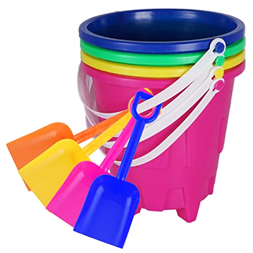 Holady 8 Inch Large Sand Beach Buckets Pail with Beach Shovels,Sand Bucket Water Bucket for Beach Fun Great Summer Party Accessory - Image 3