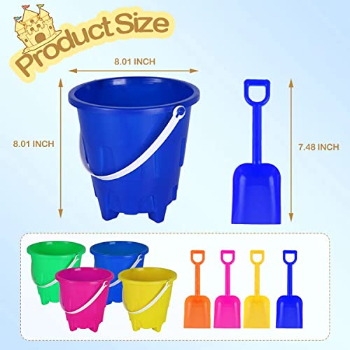 Holady 8 Inch Large Sand Beach Buckets Pail with Beach Shovels,Sand Bucket Water Bucket for Beach Fun Great Summer Party Accessory - Image 2