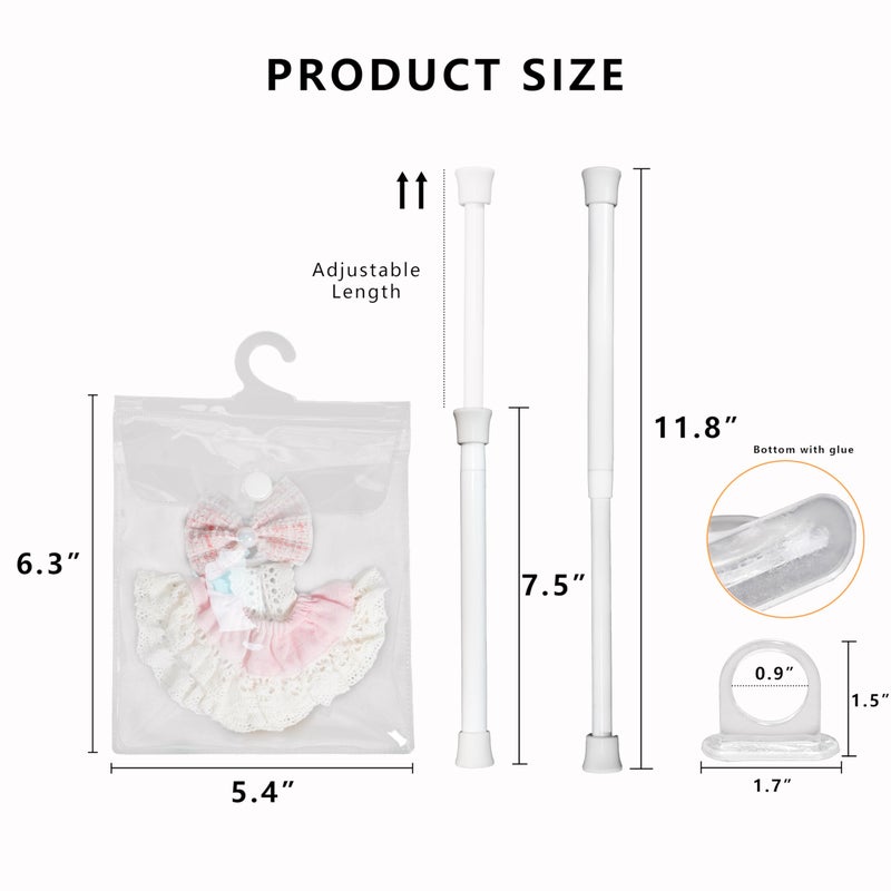 aimpiwt 10 Pack Clear Doll Clothes Storage Bags with Hanging Rod & Hooks, Compatible with Labubu Clothes - PVC Transparent Organizer Set for Dolls, Space-Saving Wardrobe System - Image 2