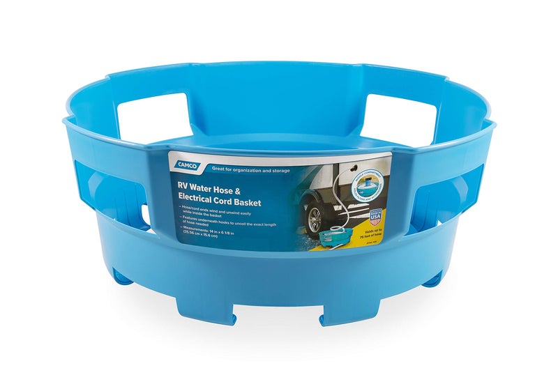 Camco 20167 RV Water Hose and Electrical Cord Basket, Blue - Provides Organization and Storage for Your RV Water Hoses and Electrical Cords - Holds Up to 75-feet of Hose - Image 5