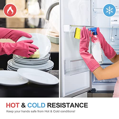 Satishve 15" rubber hand gloves for dishwashing, car washing, janitory, gardening, kitchen, food processing, industrial, chemical handling, restaurant Color : Pink (Pink) (Natural) - Image 4