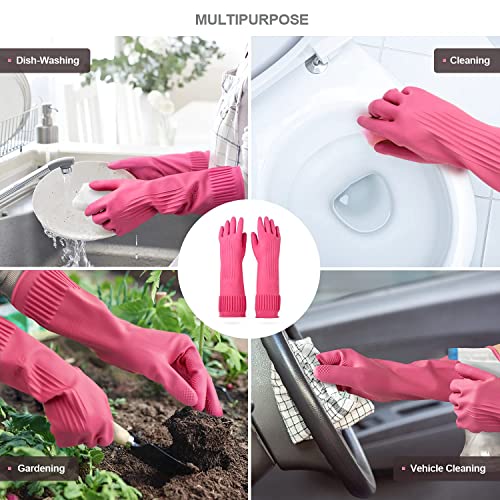 Satishve 15" rubber hand gloves for dishwashing, car washing, janitory, gardening, kitchen, food processing, industrial, chemical handling, restaurant Color : Pink (Pink) (Natural) - Image 3