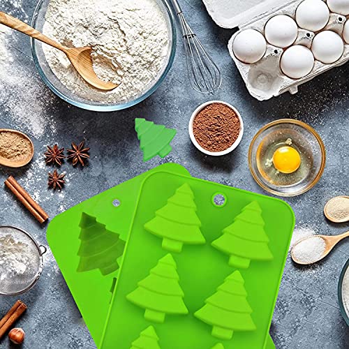 LTGICH 2 PCS 6 Cavity Christmas Tree Silicone Mold Cake Baking Mold Chocolate Candy Handmade Soap Ice Cube Biscuit Moulds No-Stick Christmas Baking Trays Pan - Image 5