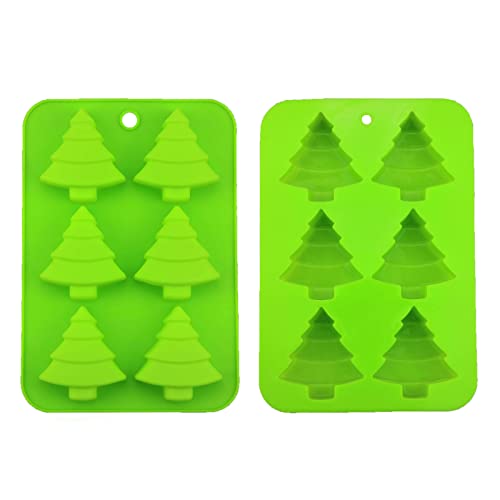 LTGICH 2 PCS 6 Cavity Christmas Tree Silicone Mold Cake Baking Mold Chocolate Candy Handmade Soap Ice Cube Biscuit Moulds No-Stick Christmas Baking Trays Pan - Image 1