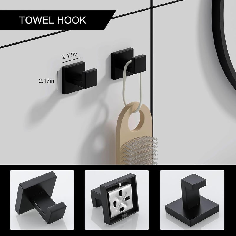 PAHSFS 5-Pieces Matte Black SUS304 Stainless Steel Bathroom Hardware Accessories Set, 24 Inch Bath Towel Bar Set, Towel Racks for Bathroom Wall Mounted. - Image 4