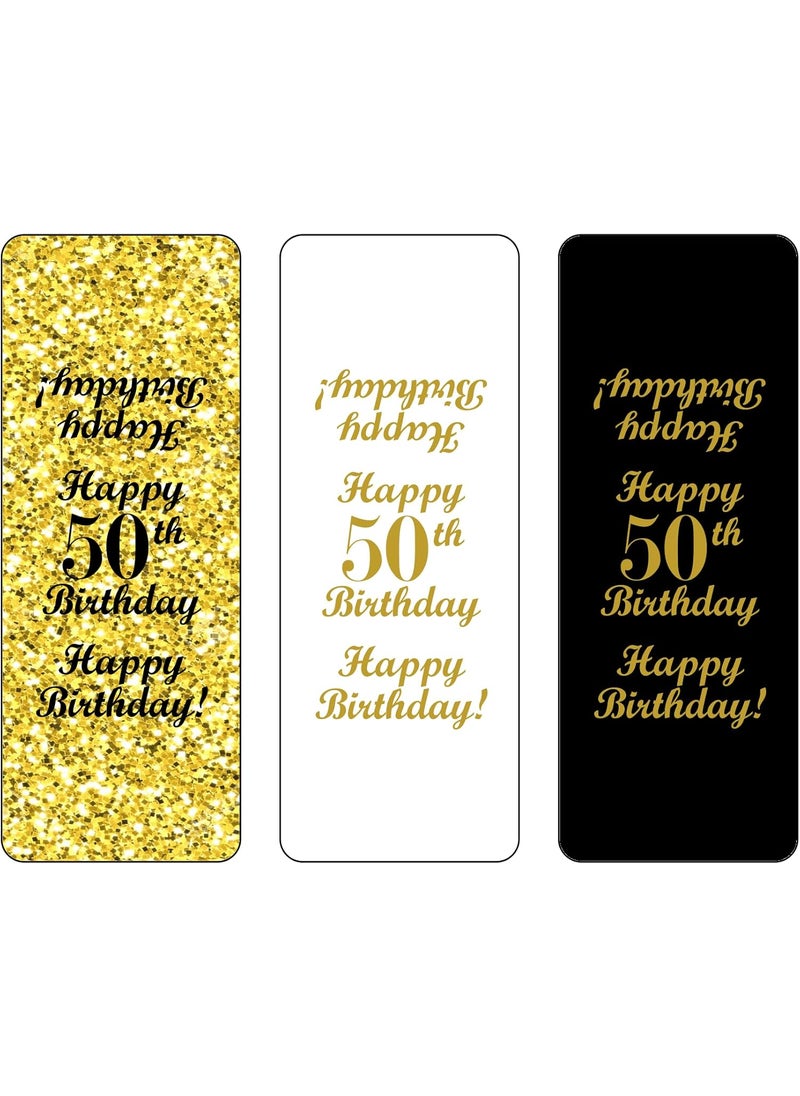 RokAPary 50th Birthday Nuggets Labels Chocolate Candy Wrapper Set of 90 Candy Stickers 3 Designs 30 Gold 30 Black 30 White Candy Not Included  - Image 3