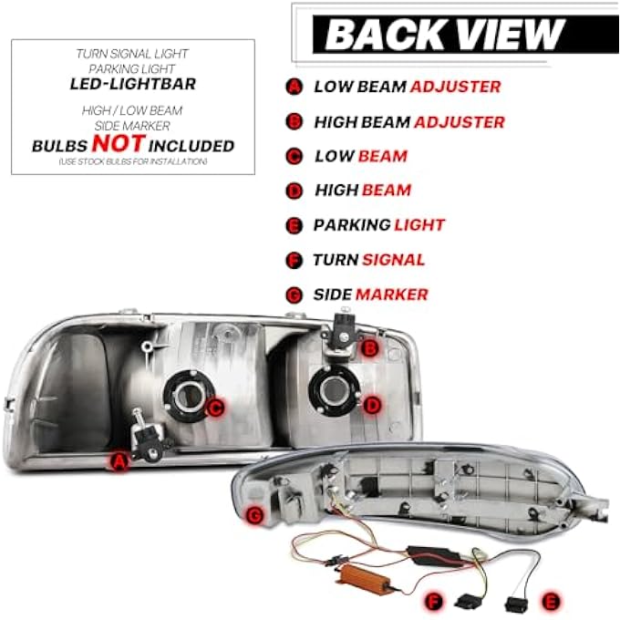 M-AUTO Switchback Led Strip Drl Headlights Assembly Compatible With 2001 Gmc Sierra C3  0206 Sierra 1500 Denali  07 Sierra 1500 Denali Classic  0106 Yukon Denali Yukon Xl 1500 Denali - Image 5