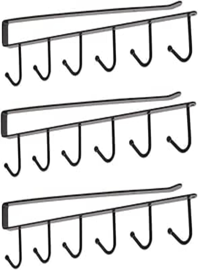 Moonmen 3Pcs Multifunction Kitchen Storage Rack Cupboard Shelf Hanging Hook Wardrobe Organizer Holder - Black (3)