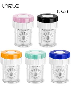 Unique 5 Pieces Contact Lens Cases Manually Contact Lens Washer Cleaner Portable Rotation Contact Lens Cleaning Container Contact Lens Soak Storage Kit for Travel Home  - Image 1