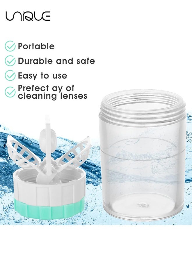 Unique 5 Pieces Contact Lens Cases Manually Contact Lens Washer Cleaner Portable Rotation Contact Lens Cleaning Container Contact Lens Soak Storage Kit for Travel Home  - Image 4