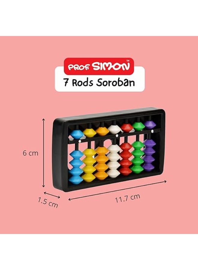 PROF. SIMON 7 Rods/Digits Soroban Plastic Abacus With Multi-Colored Beads, Kid - Image 2
