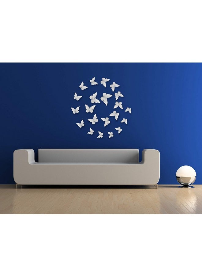 XTORE Xtore® 12pcs 3D Metallic Finish Home Decor Butterfly with Sticking pad- (Shimmer Silver)(Set of 12)  - Image 4