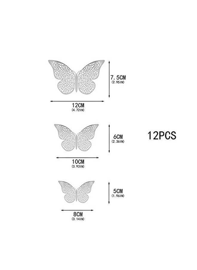 XTORE Xtore® 12pcs 3D Metallic Finish Home Decor Butterfly with Sticking pad- (Shimmer Silver)(Set of 12)  - Image 5