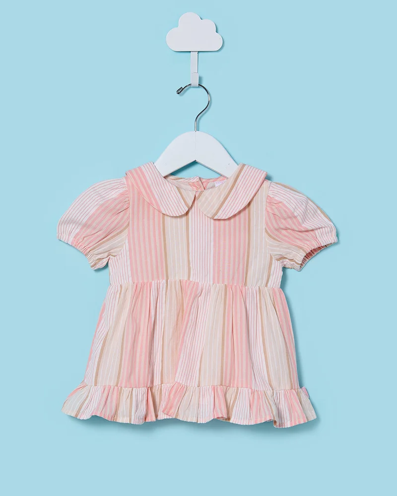 Redtag Infant Girls Pink Striped Dress