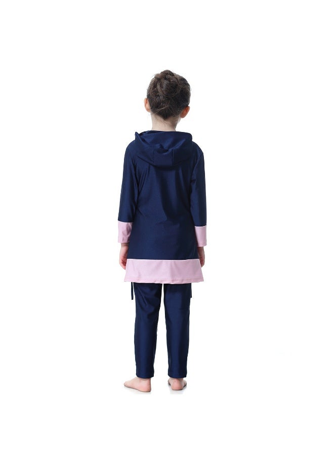Girls Modest 3-Piece Muslim Swimwear, Long Sleeve Top Pants with Hijab, UV Protection Quick Dry Kids Swimming Costume with Heart Print - Image 5