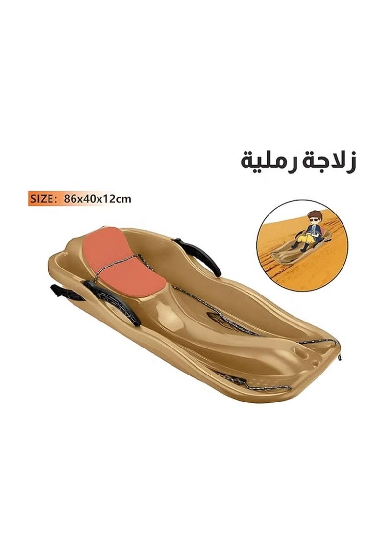 زلاجة ثلج بلاستيكية، زلاجة خارجية للأطفال مزودة بفرامل وحبل سحب للانزلاق على العشب والرمال والثلج - Image 1