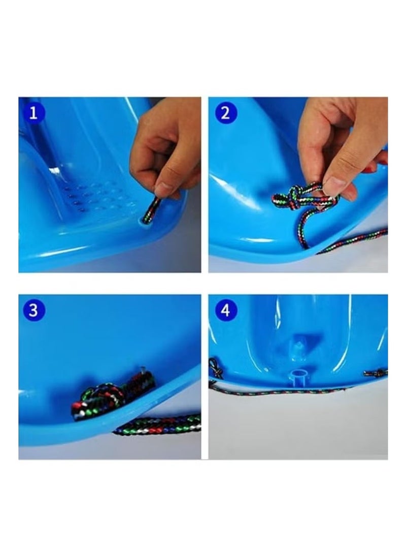 زلاجة ثلج بلاستيكية، زلاجة خارجية للأطفال مزودة بفرامل وحبل سحب للانزلاق على العشب والرمال والثلج - Image 4