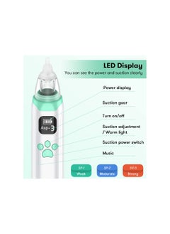 SYOSI Electric Nose Sucker, Nasal Aspirator Baby, Rechargeable Nose Cleaner With 3 Suction Levels And 3 Silicone Nozzles Anti-Backflow, Baby Nose Unblocker With Built-In Music For Newborns, Toddlers  - Image 4