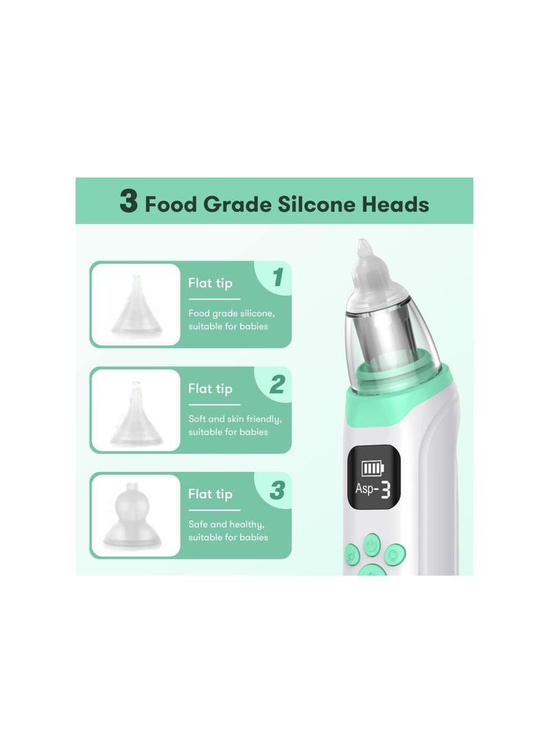 SYOSI Electric Nose Sucker, Nasal Aspirator Baby, Rechargeable Nose Cleaner With 3 Suction Levels And 3 Silicone Nozzles Anti-Backflow, Baby Nose Unblocker With Built-In Music For Newborns, Toddlers  - Image 5