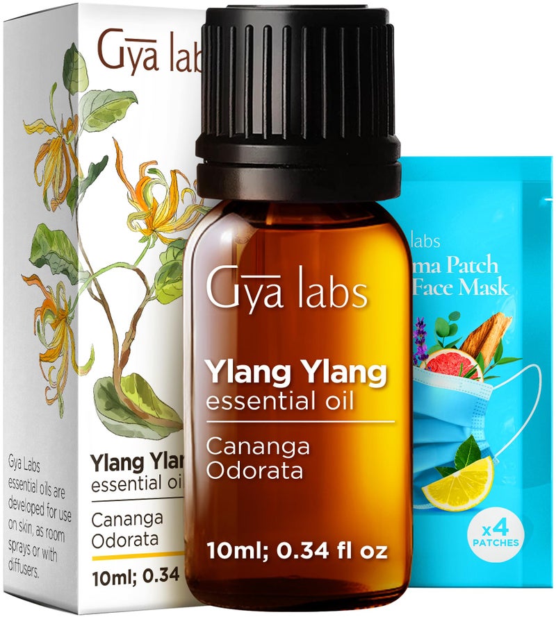 Gya Labs Ylang-Ylang Essential Oil - 0.34 Fl Oz - for Hair, Skin, Diffuser, Aromatherapy & DIY Candle Making Scent - Image 1