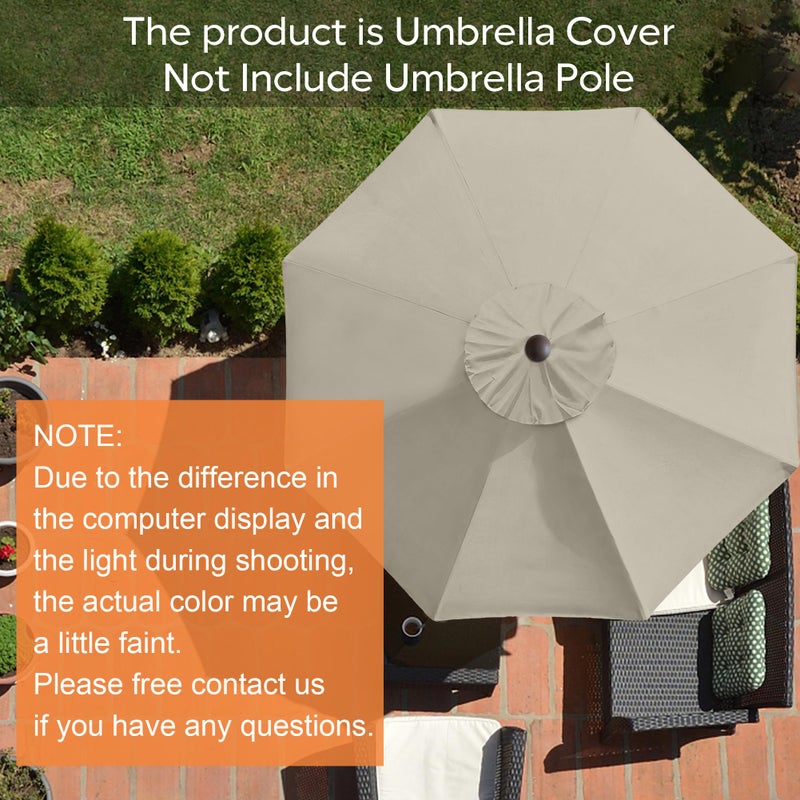 EliteShade USA 9ft Replacement Covers 8 Ribs Market Patio Umbrella Canopy Cover (CANOPY ONLY) (Beige) - Image 2