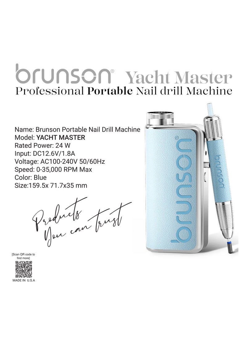 brunson Yacht Master Professional Nail Drill Machine 35000 RPM Waterproof Dustproof Cordless Rechargeable with Brushless Motor 24W Power 1 Year Warranty 1 Nail Drill Bit - Image 4