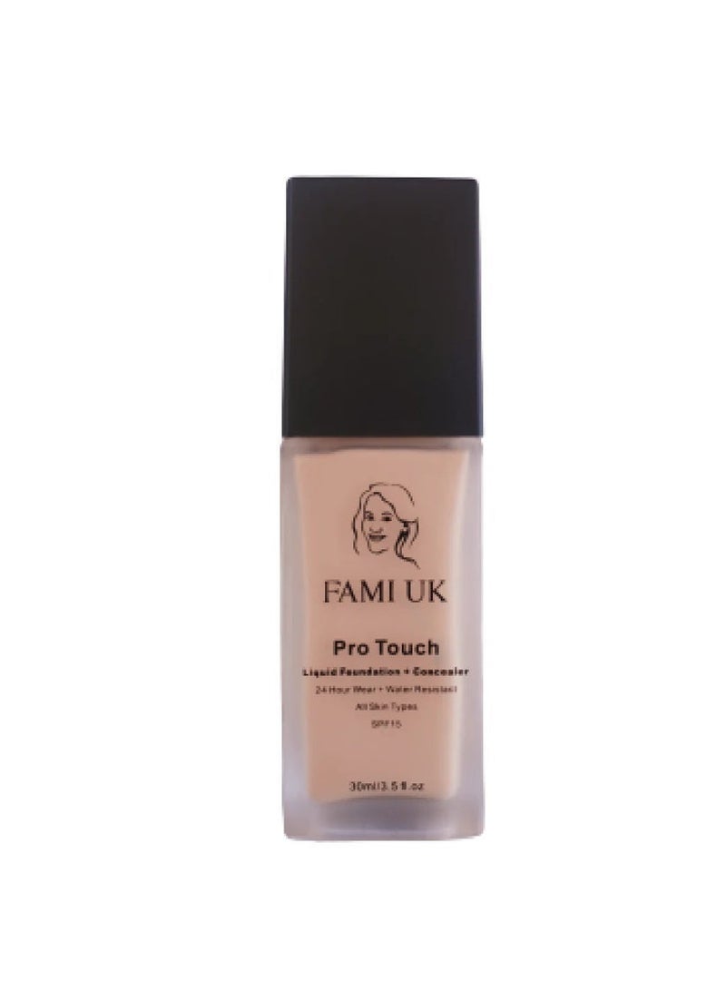 FAMIUK FAMI UK Pro Touch Liquid Foundation + Concealer PT 02 Light Medium | 24-Hour Wear | Soft Matte Finish | SPF 15 | All Skin Types - Image 1