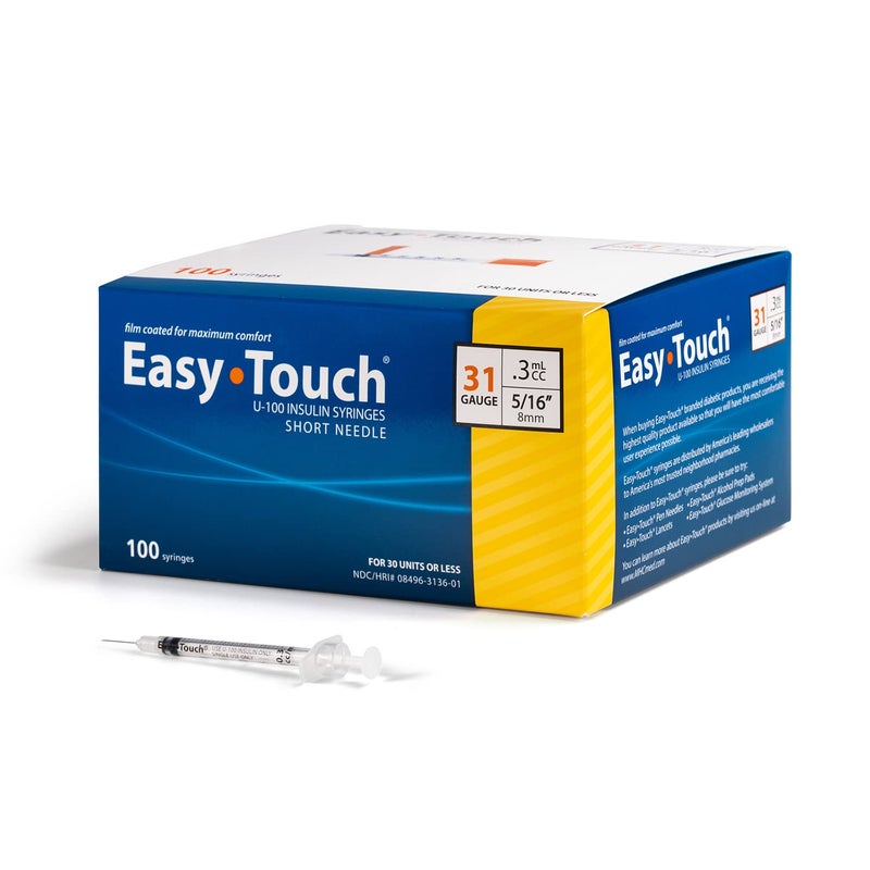 Easy Touch EasyTouchÂ® U-100-31G 0.3cc/mL, 5/16" 8mm (Box of 100) - Image 1