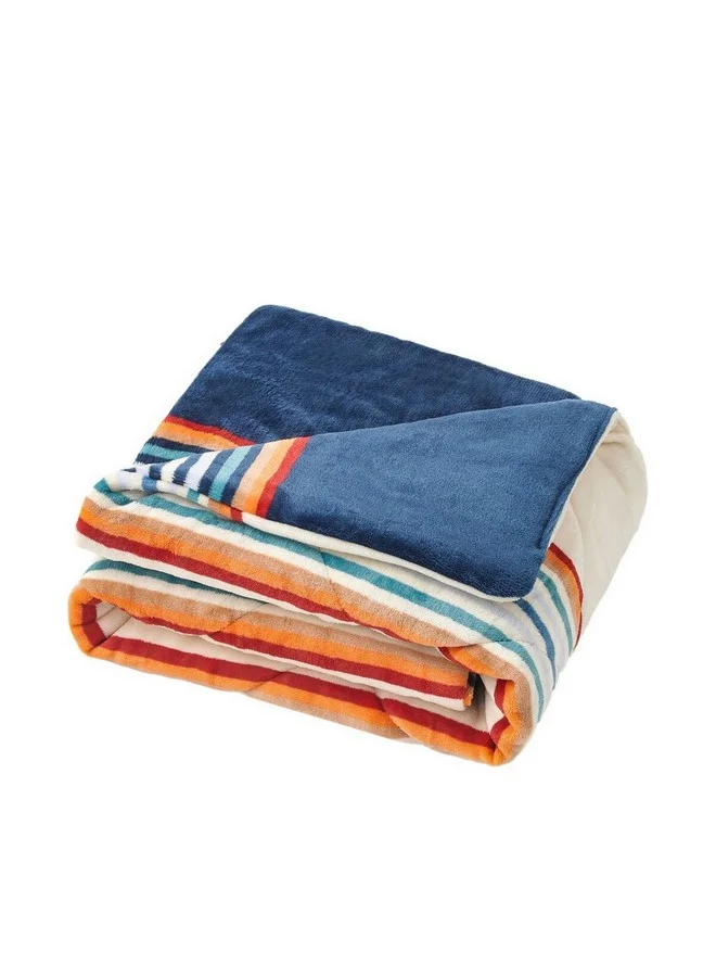Mezoe Stripe Pattern Soft and Luxurious Quilted Velvet Throw Multicolour 1 x 153 x 127 cm MANTOLOK01