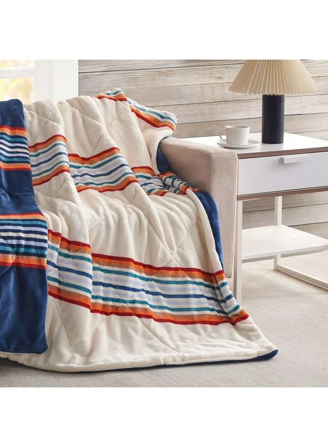 Mezoe Stripe Pattern Soft and Luxurious Quilted Velvet Throw Multicolour 1 x 153 x 127 cm MANTOLOK01