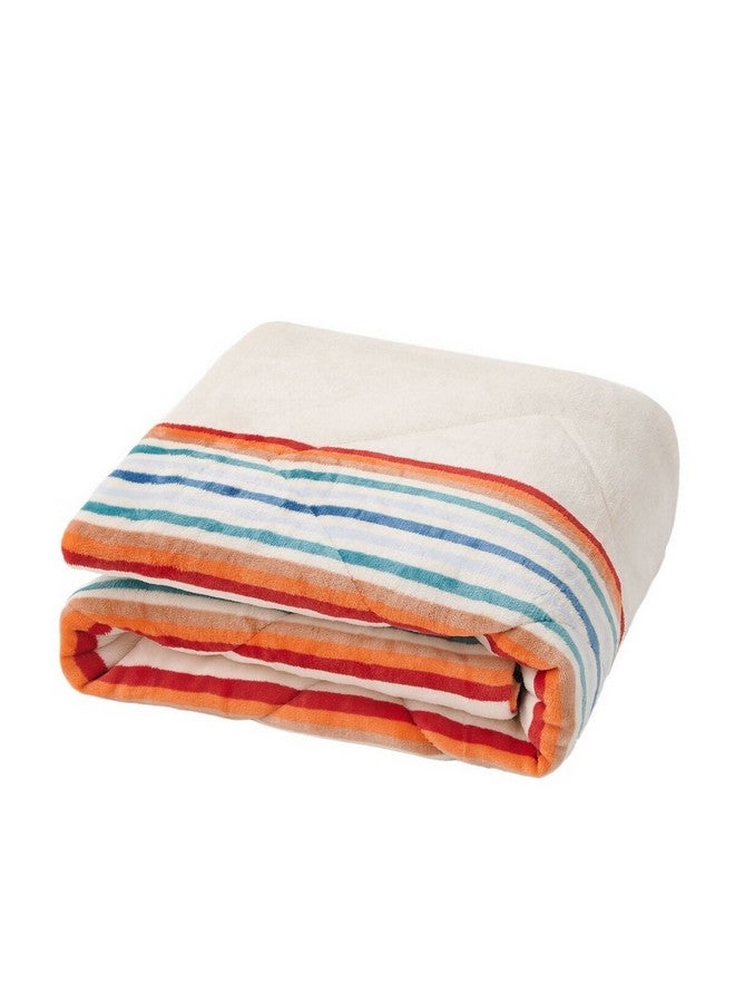 Mezoe Stripe Pattern Soft and Luxurious Quilted Velvet Throw Multicolour 1 x 153 x 127 cm MANTOLOK01 - Image 1