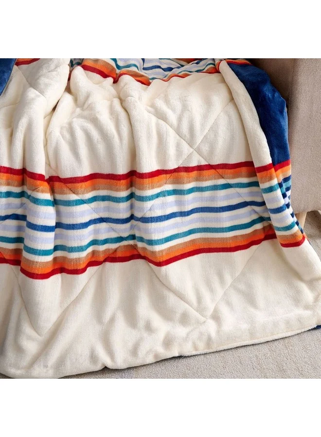 Mezoe Stripe Pattern Soft and Luxurious Quilted Velvet Throw Multicolour 1 x 153 x 127 cm MANTOLOK01
