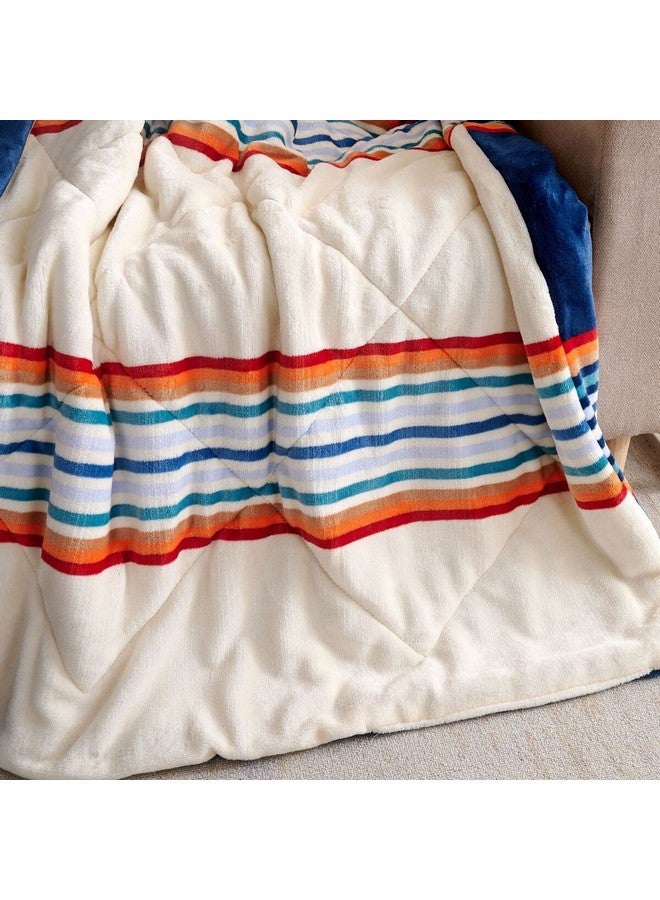 Mezoe Stripe Pattern Soft and Luxurious Quilted Velvet Throw Multicolour 1 x 153 x 127 cm MANTOLOK01 - Image 4