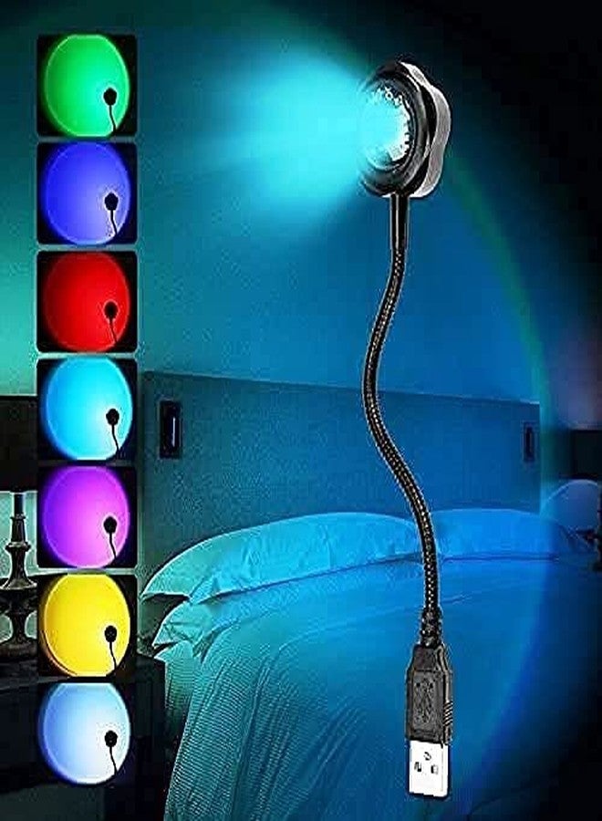 icall Sunset Night Light Lamp Projector, 360 Degree Rotation USB Night Light Romantic Visual Ambient Light Network Red Light for Home Bedroom R13 (7 Colors + 13 Functional Modes) Pack of 1 - Image 1