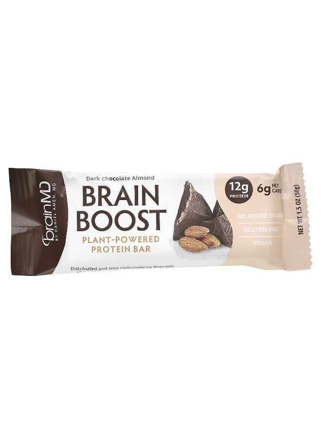 BRAINMD BrainMD, Brain Boost, Plant-Powered Protein Bar, Dark Chocolate Almond, 10 Bars, 1.5 oz (50 g) Each  - Image 3