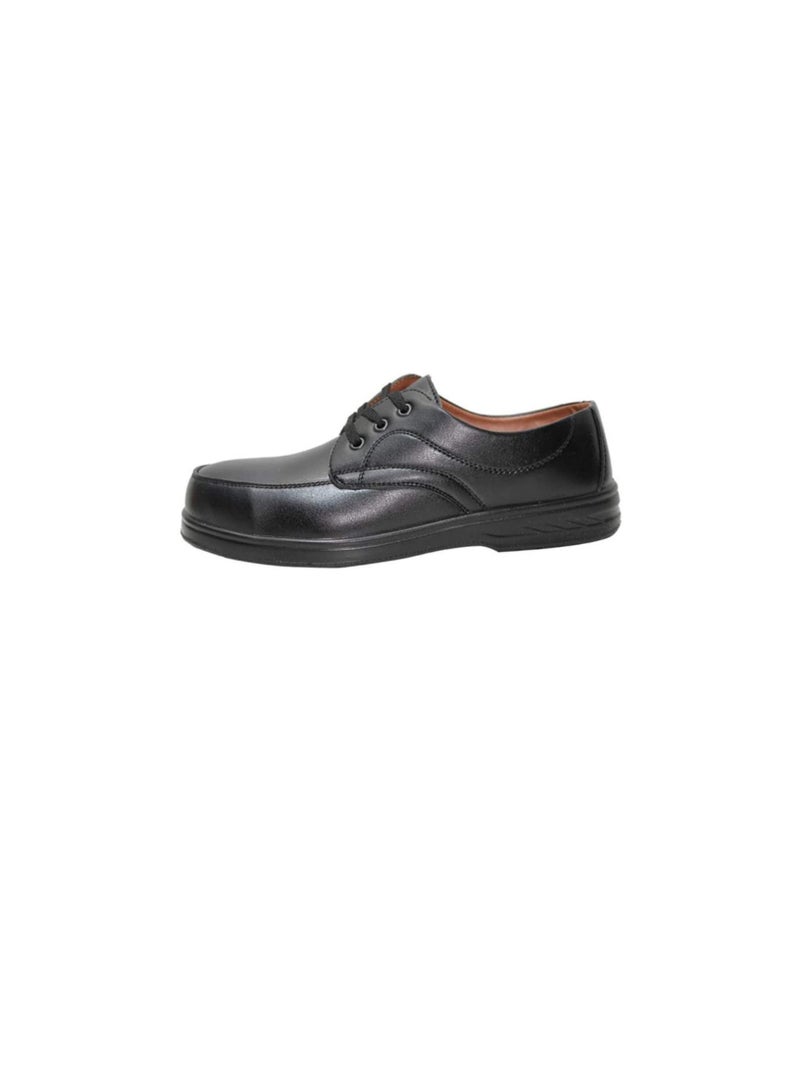 Men Black Leather Safety Shoes Mesh Breathable Lightweight Comfortable Steel Toe Industrial Construction Slip Resistant Shoes 46 Lace Up - Image 2