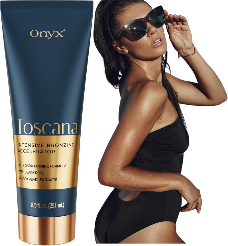 Onyx Toscana Sunbed Cream Double Bronzer Tanning Accelerator for Deep Dark Tan Indoor Outdoor Use Hydrating Lotion for Smooth Skin LongLasting Results StreakFree FastAbsorbing