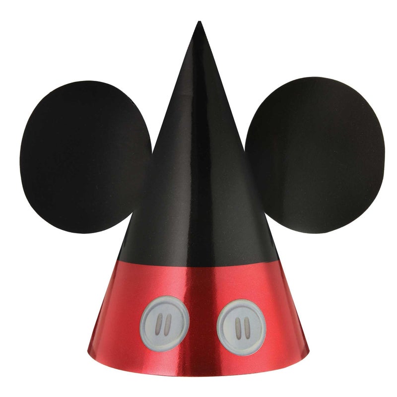 Amscan Mickey Mouse Party Cone Hat | 7 1/4" W x 6 1/2" | 8 Pcs