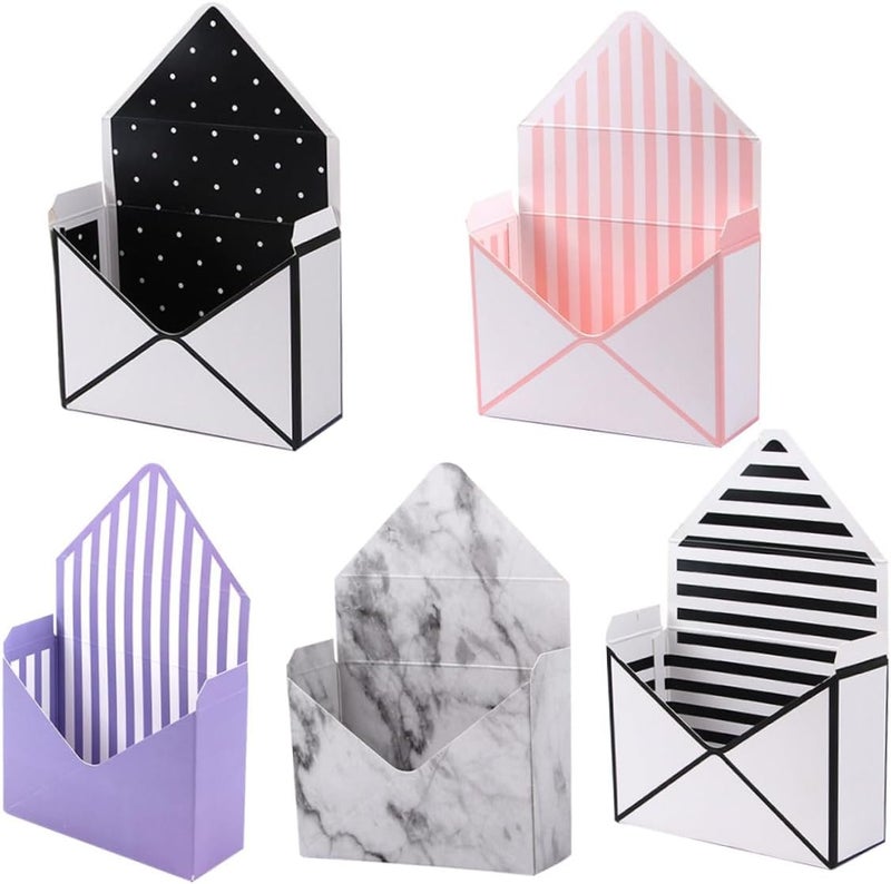 Practical design alternatives TOYANDONA 5pcs Flower Packaging Envelope Boxes Paper Envelope Flower Wrapping Supplies with Mixed Styles Foldable Boxes for Floral Bouquet Storage and Shop Use Style Smooth joint - Image 1