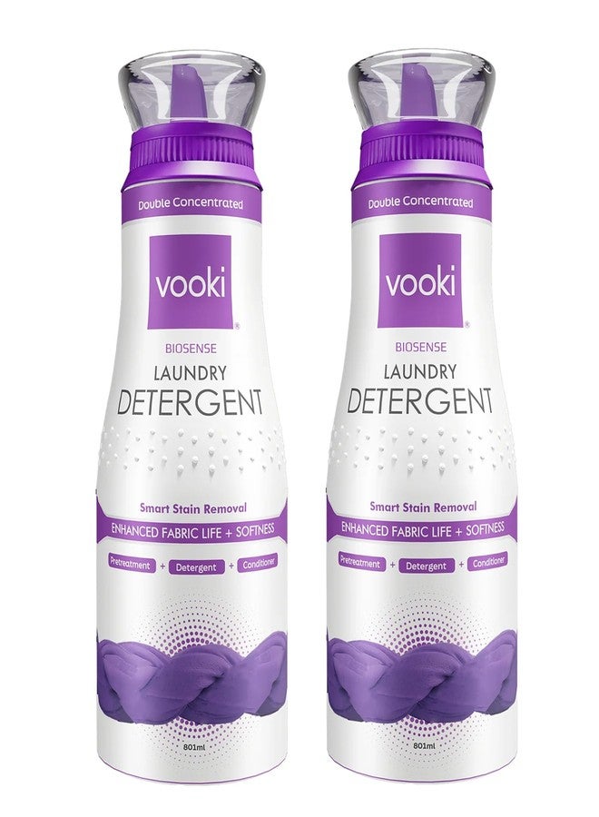 فوكي منظف فوكي بيوسينس السائل للغسالات ذات التحميل العلوي والأمامي بتركيبة مركزة مضاعفة لإزالة البقع الصعبة، ويعزز عمر الأقمشة ونعومتها - 801 مل (عبوة من قطعتين) - Image 1